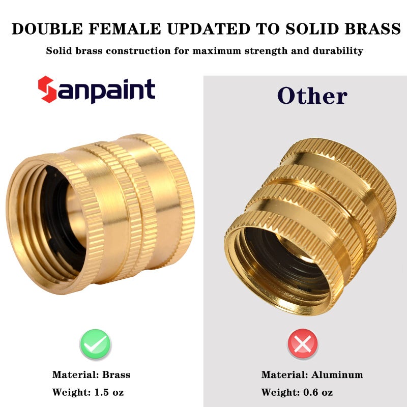 Sanpaint 2 Pack 3/4" Garden Hose Connector with Dual Swivel for Male Hose to Male Hose, Double Female - Image 4